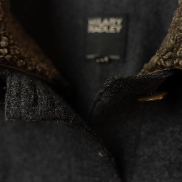 Vintage Hilary Radley Gray Wool & Fur Coat - Picture 7 of 11